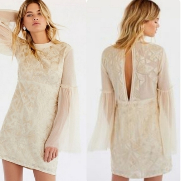 FREE PEOPLE Ivory Embroidered Cleo Mini Dress - Picture 2 of 8